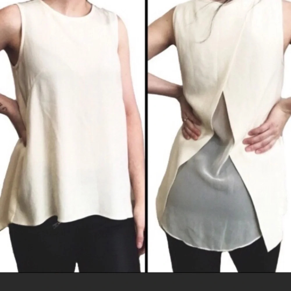 Rag & Bone Cream Open‎ Back Sleeveless Blouse Small